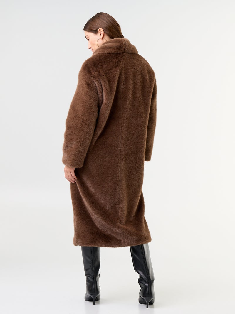 Cappotto lungo in pelliccia sintetica Marrone - Kiabi
