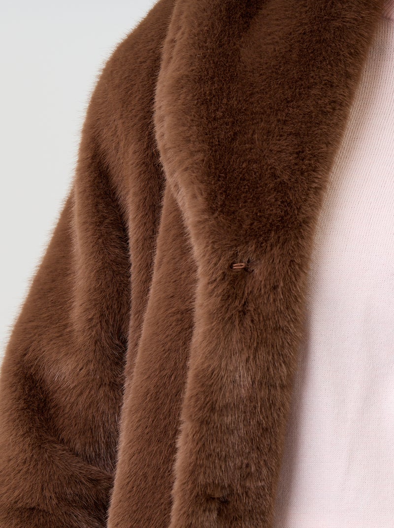 Cappotto lungo in pelliccia sintetica Marrone - Kiabi