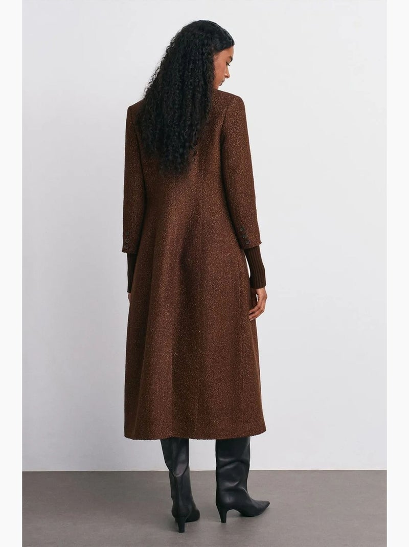 Cappotto lungo in tweed testurizzato dilvin Marrone - Kiabi