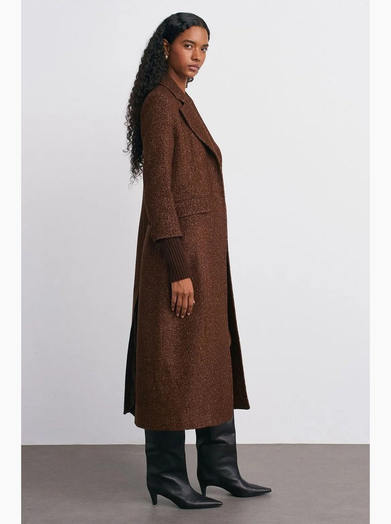 Cappotto lungo in tweed testurizzato dilvin Marrone - Kiabi