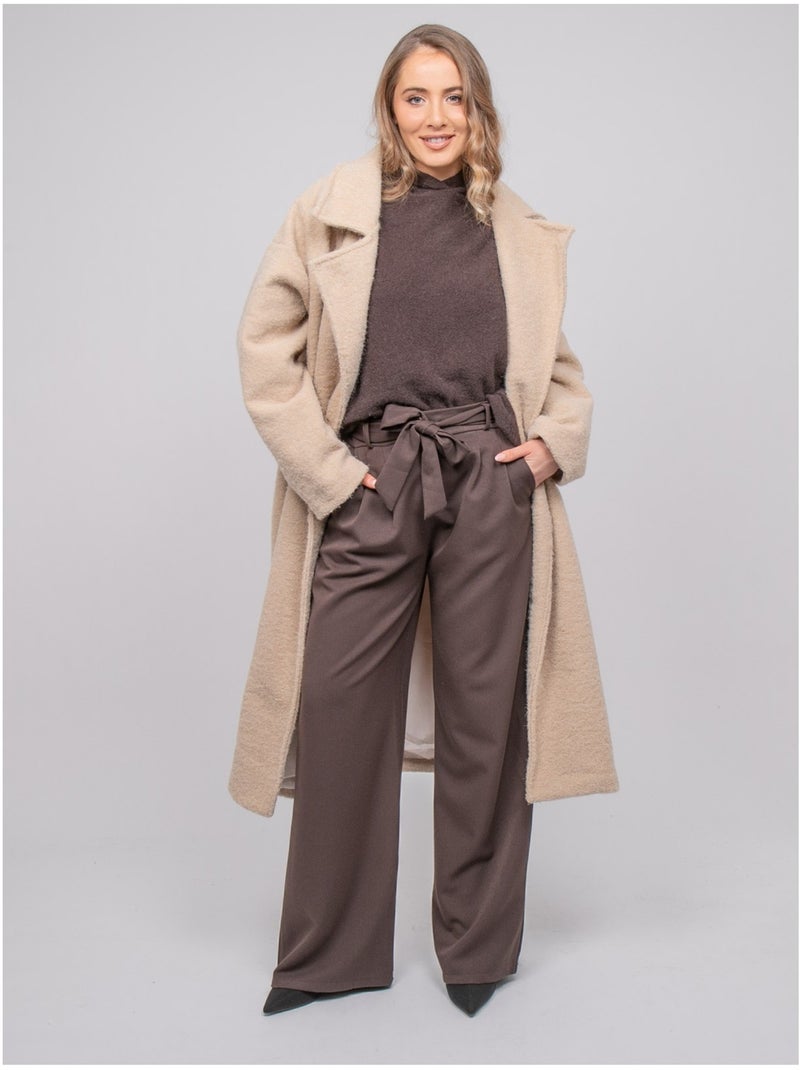 Cappotto lungo oversize in maglia bouclé uven Beige - Kiabi