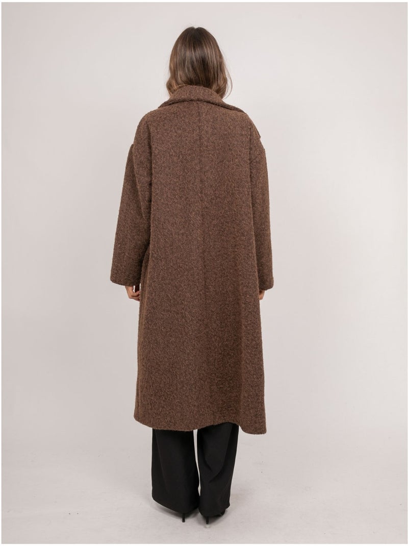Cappotto lungo oversize in maglia bouclé uven Marrone - Kiabi