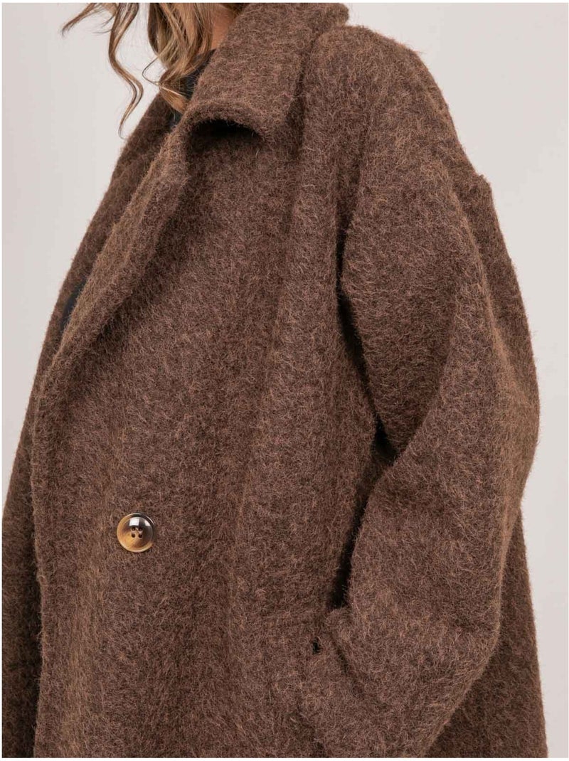 Cappotto lungo oversize in maglia bouclé uven Marrone - Kiabi