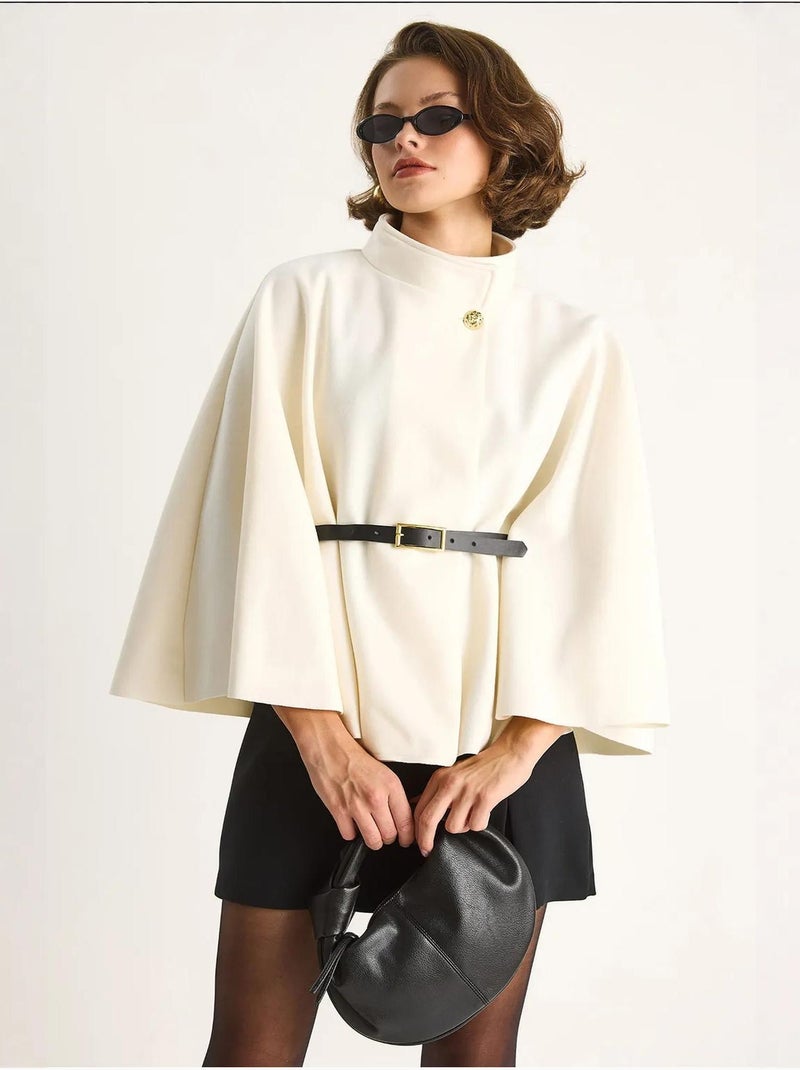 Cappotto lungo oversize in misto lana lucci Crema - Kiabi