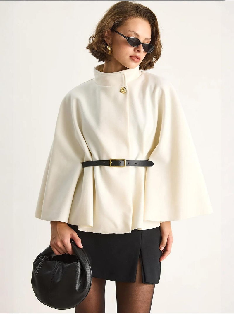 Cappotto lungo oversize in misto lana lucci Crema - Kiabi