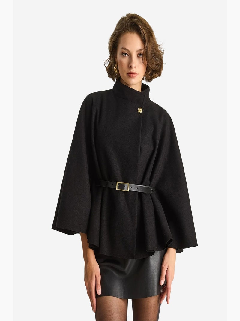 Cappotto lungo oversize in misto lana lucci Nero - Kiabi