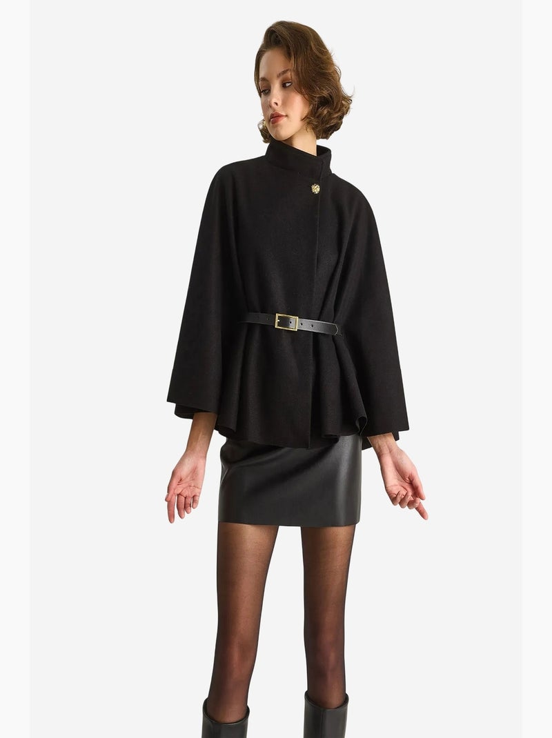 Cappotto lungo oversize in misto lana lucci Nero - Kiabi