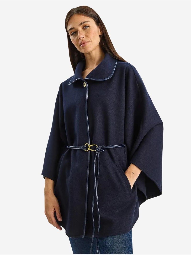 Cappotto lungo oversize in misto lana testurizzato con colletto da giacca lucci Blu marino - Kiabi