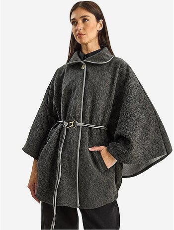 Cappotto lungo oversize in misto lana testurizzato con colletto da giacca lucci