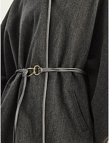 Cappotto lungo oversize in misto lana testurizzato con colletto da giacca lucci
