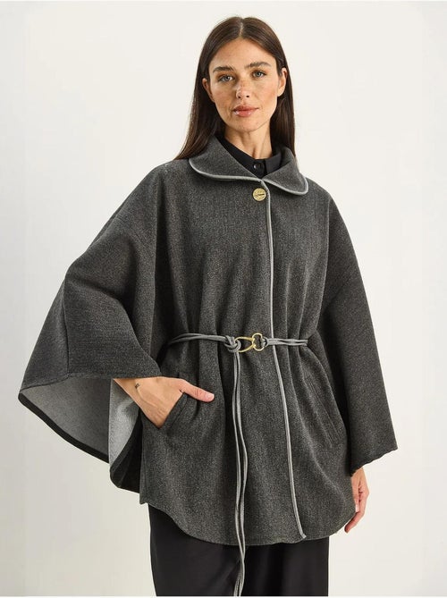 Cappotto lungo oversize in misto lana testurizzato con colletto da giacca lucci - Kiabi