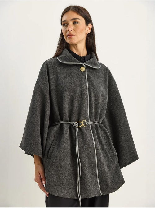 Cappotto lungo oversize in misto lana testurizzato con colletto da giacca lucci - Kiabi