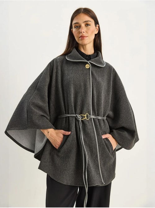 Cappotto lungo oversize in misto lana testurizzato con colletto da giacca lucci - Kiabi