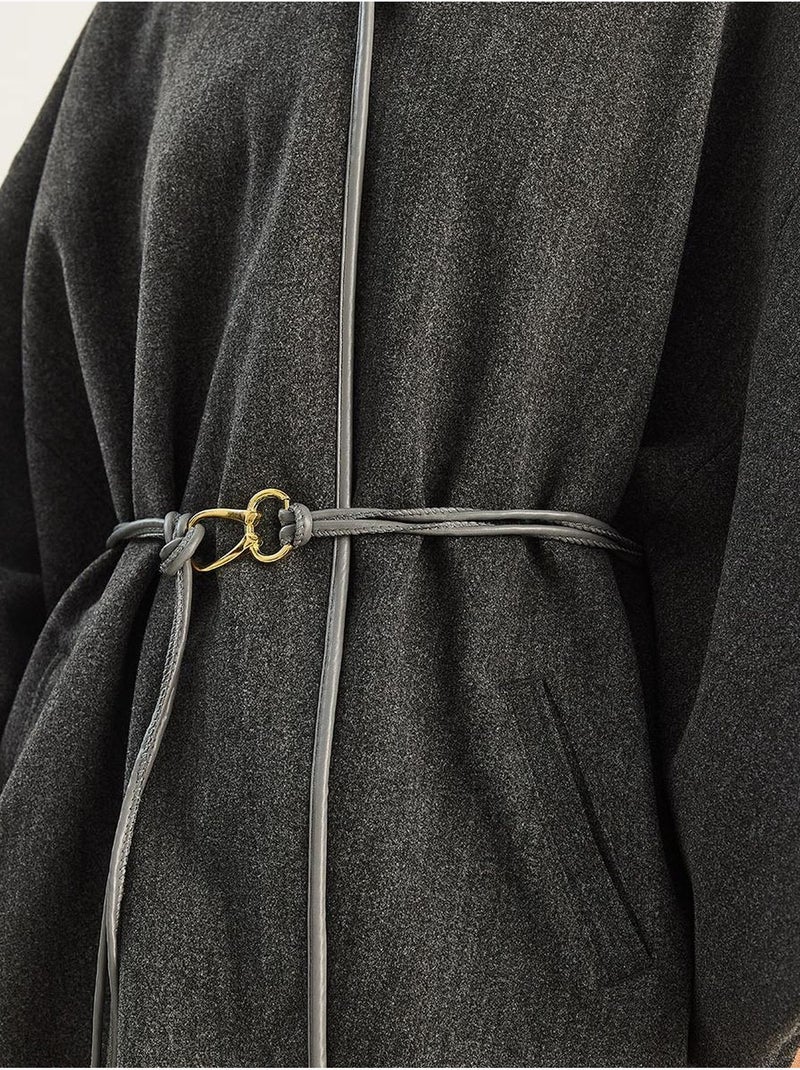Cappotto lungo oversize in misto lana testurizzato con colletto da giacca lucci Grigio nero - Kiabi