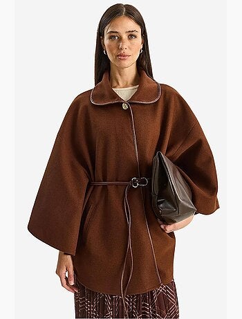 Cappotto lungo oversize in misto lana testurizzato con colletto da giacca lucci