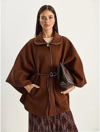 Cappotto lungo oversize in misto lana testurizzato con colletto da giacca lucci