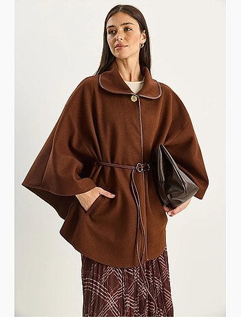 Cappotto lungo oversize in misto lana testurizzato con colletto da giacca lucci