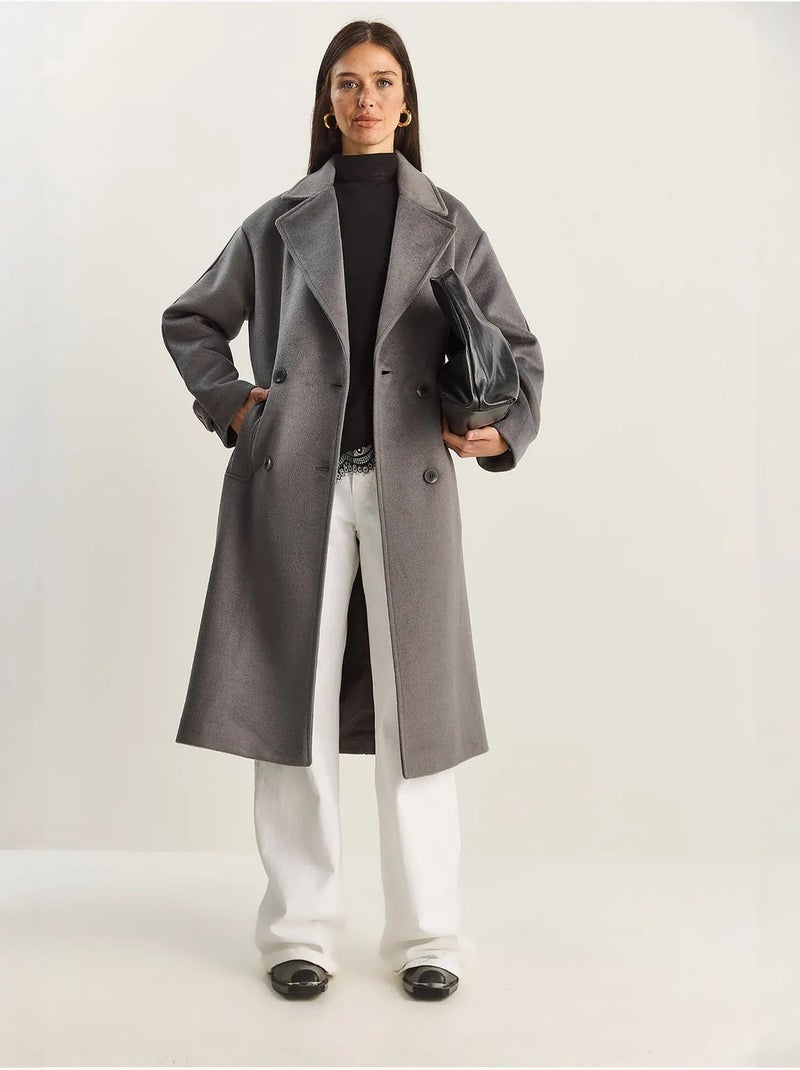 Cappotto lungo oversize lucci Grigio nero - Kiabi