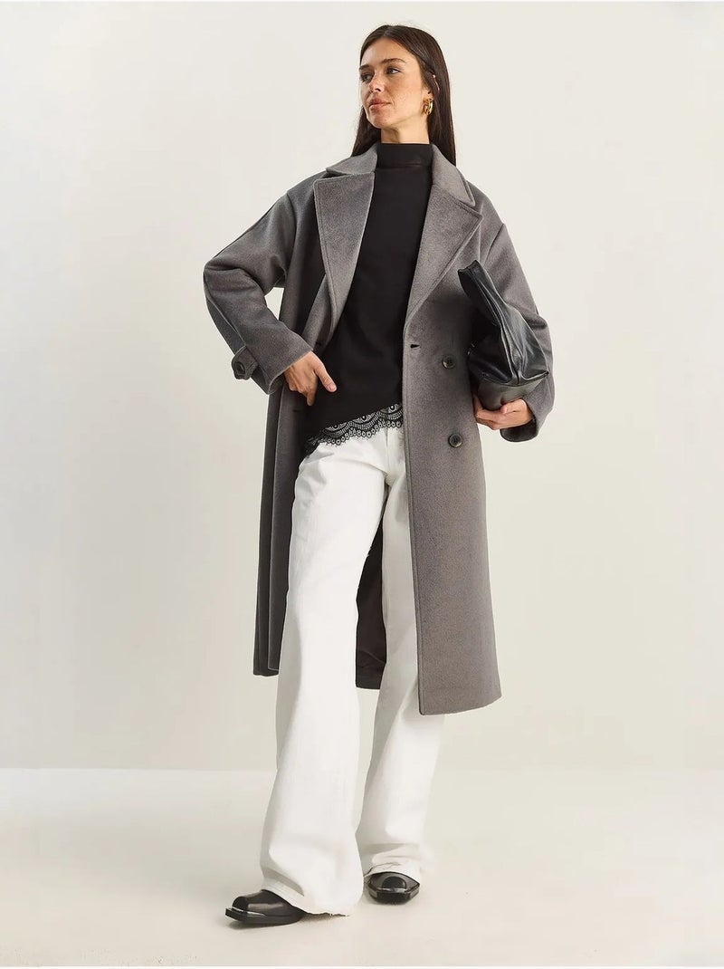 Cappotto lungo oversize lucci Grigio nero - Kiabi