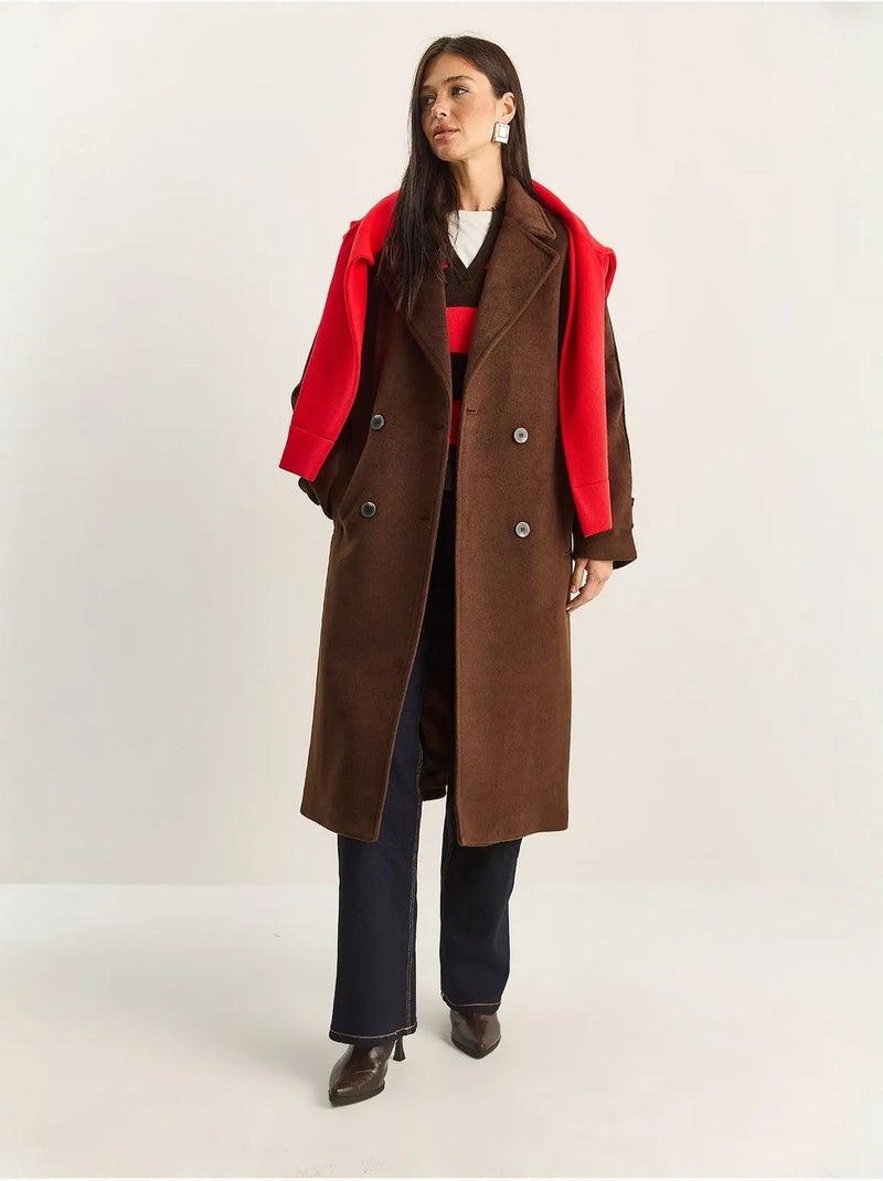 Cappotto lungo oversize lucci Marrone - Kiabi