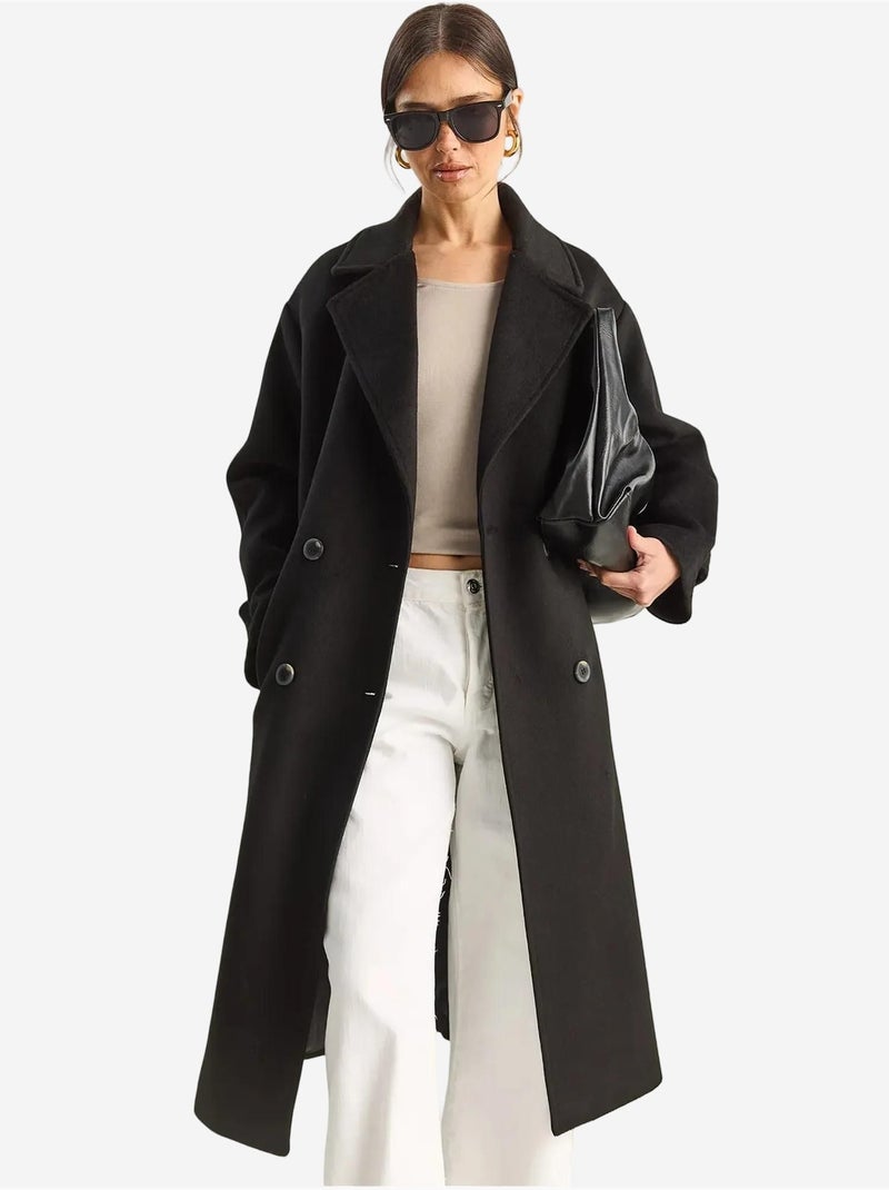 Cappotto lungo oversize lucci Nero - Kiabi