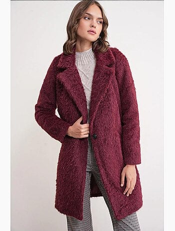 Cappotto lungo testurizzato con colletto da giacca mixray