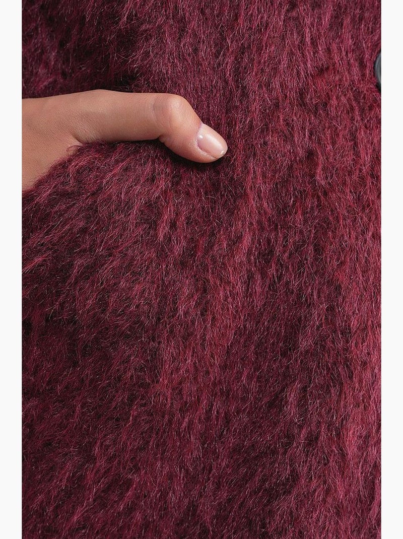 Cappotto lungo testurizzato con colletto da giacca mixray Rosso bordeaux - Kiabi