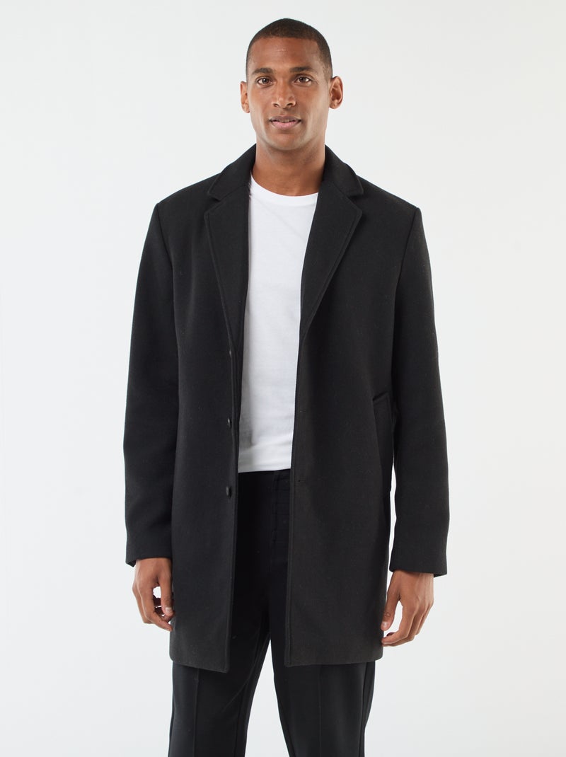 Cappotto lungo tinta unita Nero - Kiabi