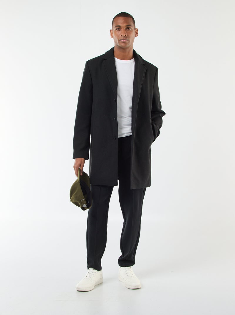 Cappotto lungo tinta unita Nero - Kiabi