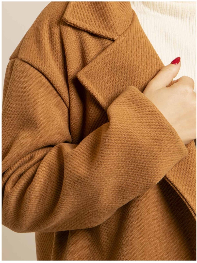 Cappotto lungo URANIA Marrone caramello - Kiabi