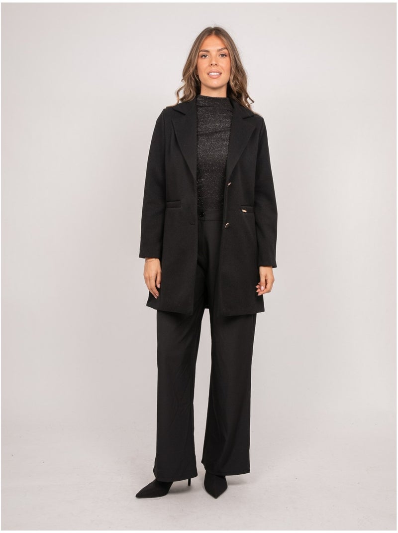Cappotto medio con collo sartoriale e bottoni dorati ultema Nero - Kiabi