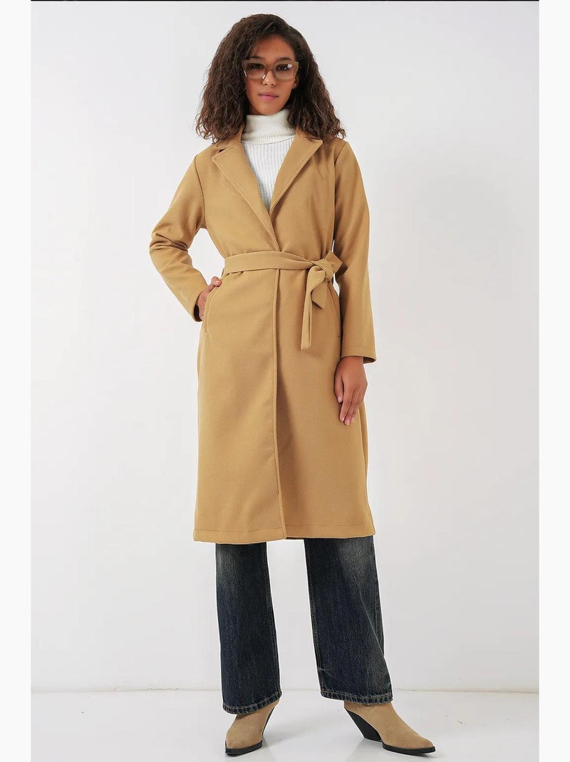 Cappotto midi doppiopetto con chiusura a laccio testurizzato bdart Ambra - Kiabi