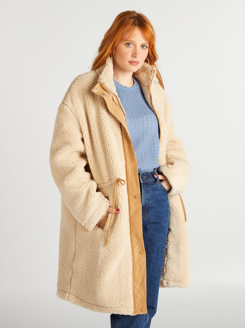 Cappotto midi effetto montone BEIGE - Kiabi
