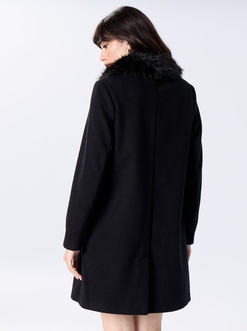 Cappotto midi in finto panno di lana con collo in ecopelliccia - Kiabi Cappotto midi in finto panno di lana con collo in ecopelliccia - Kiabi