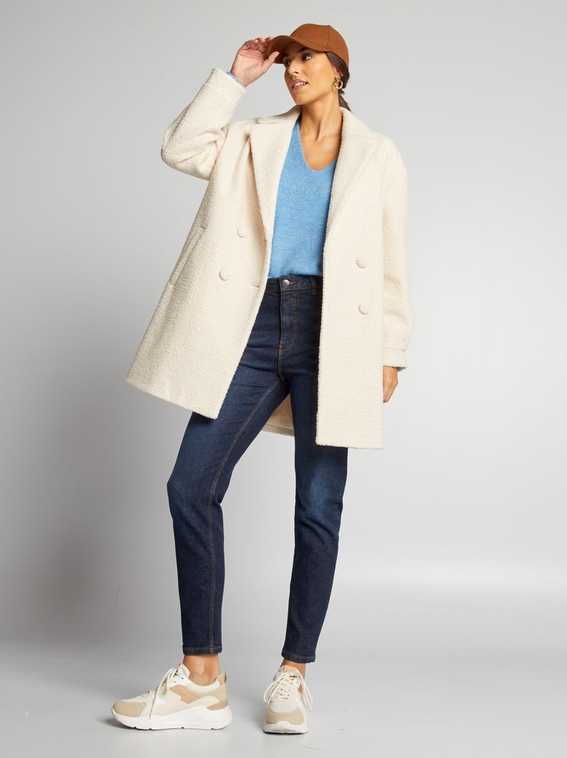 Cappotto midi in maglia bouclé BIANCO - Kiabi
