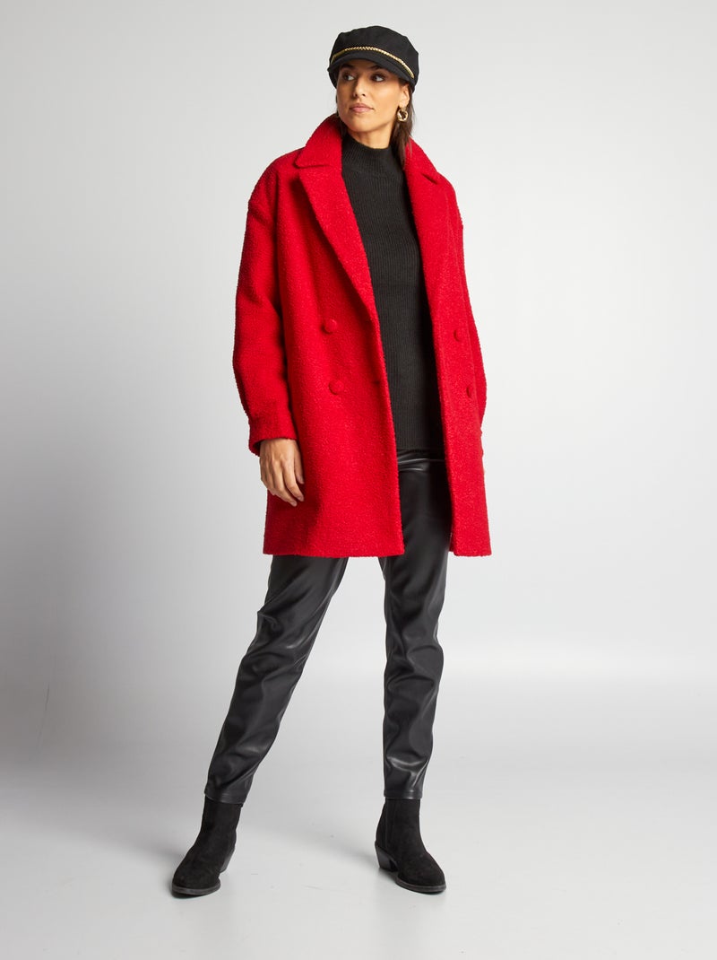 Cappotto midi in maglia bouclé ROSSO - Kiabi