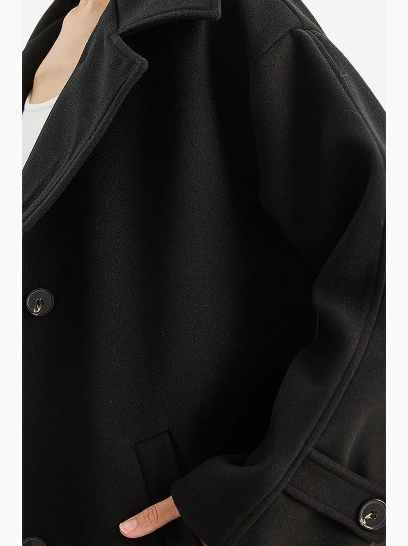 Cappotto midi oversize con chiusura a bottoni lucci Nero - Kiabi