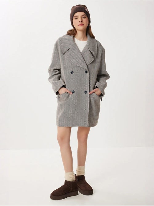 Cappotto midi oversize in lana e cotone a spina di pesce istanbul - Kiabi