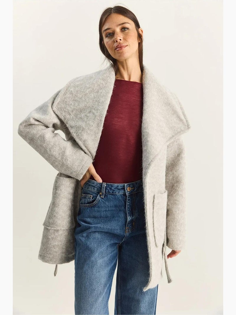 Cappotto midi testurizzato lucci Grigio - Kiabi