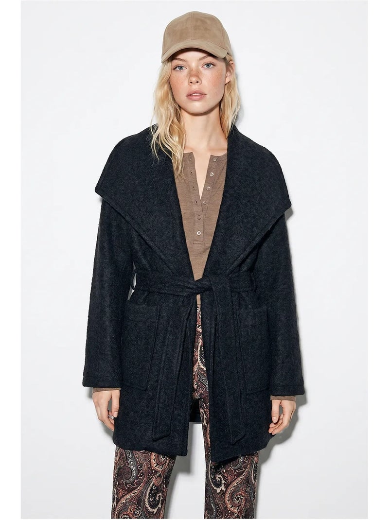 Cappotto midi testurizzato lucci Grigio nero - Kiabi