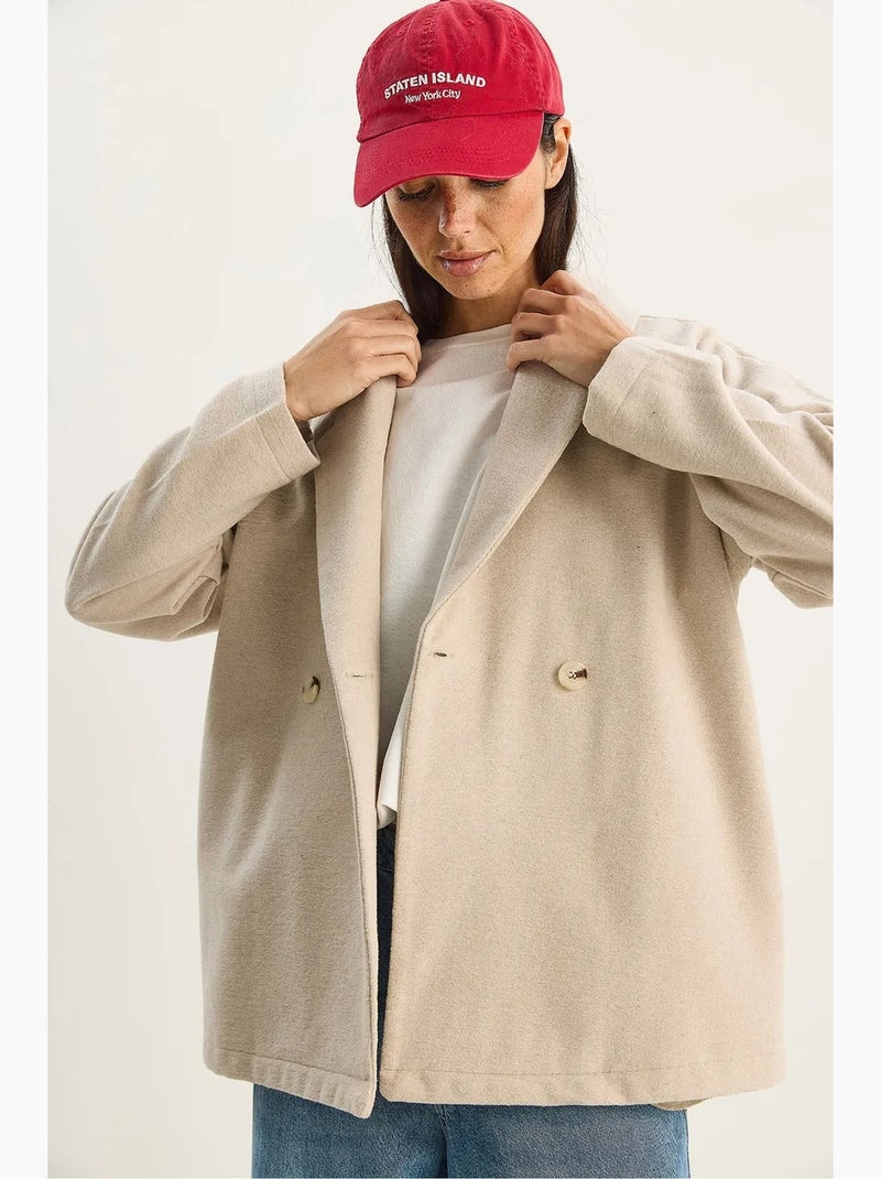 Cappotto oversize con chiusura a bottoni lucci Beige argilla - Kiabi