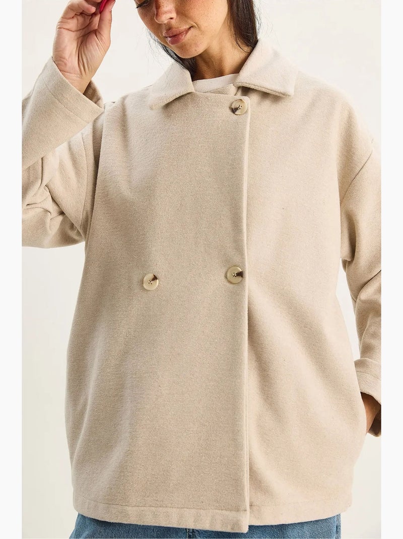 Cappotto oversize con chiusura a bottoni lucci Beige argilla - Kiabi
