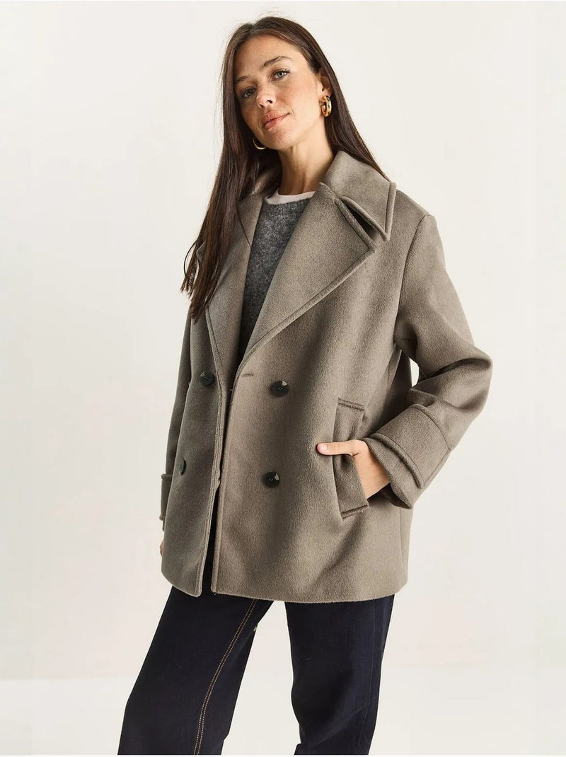 Cappotto oversize con tasche lucci Cachi - Kiabi
