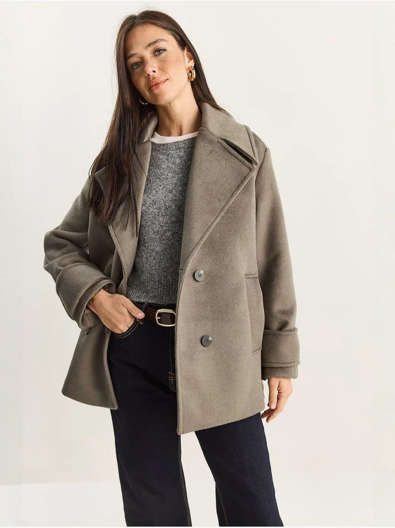 Cappotto oversize con tasche lucci Cachi - Kiabi
