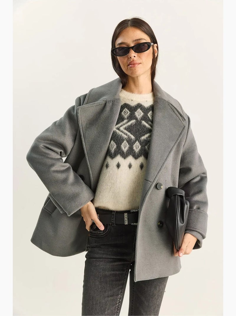 Cappotto oversize con tasche lucci Grigio scuro - Kiabi