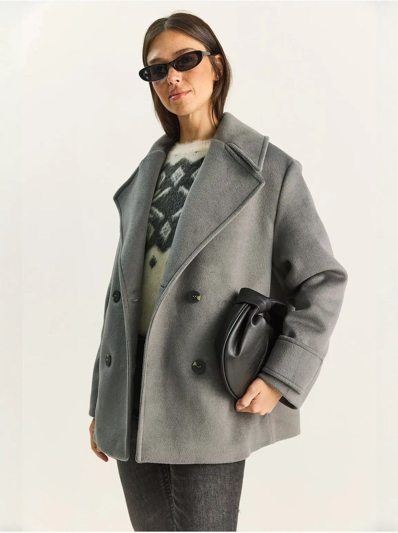 Cappotto oversize con tasche lucci Grigio scuro - Kiabi