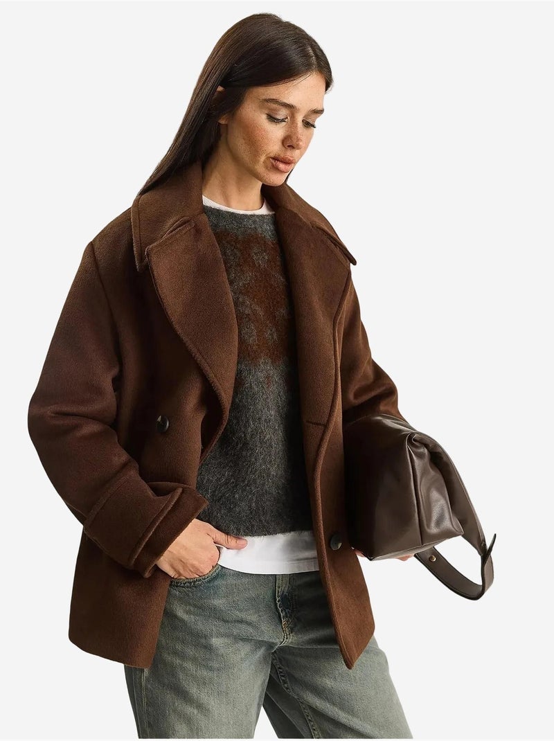 Cappotto oversize con tasche lucci Marrone scuro - Kiabi