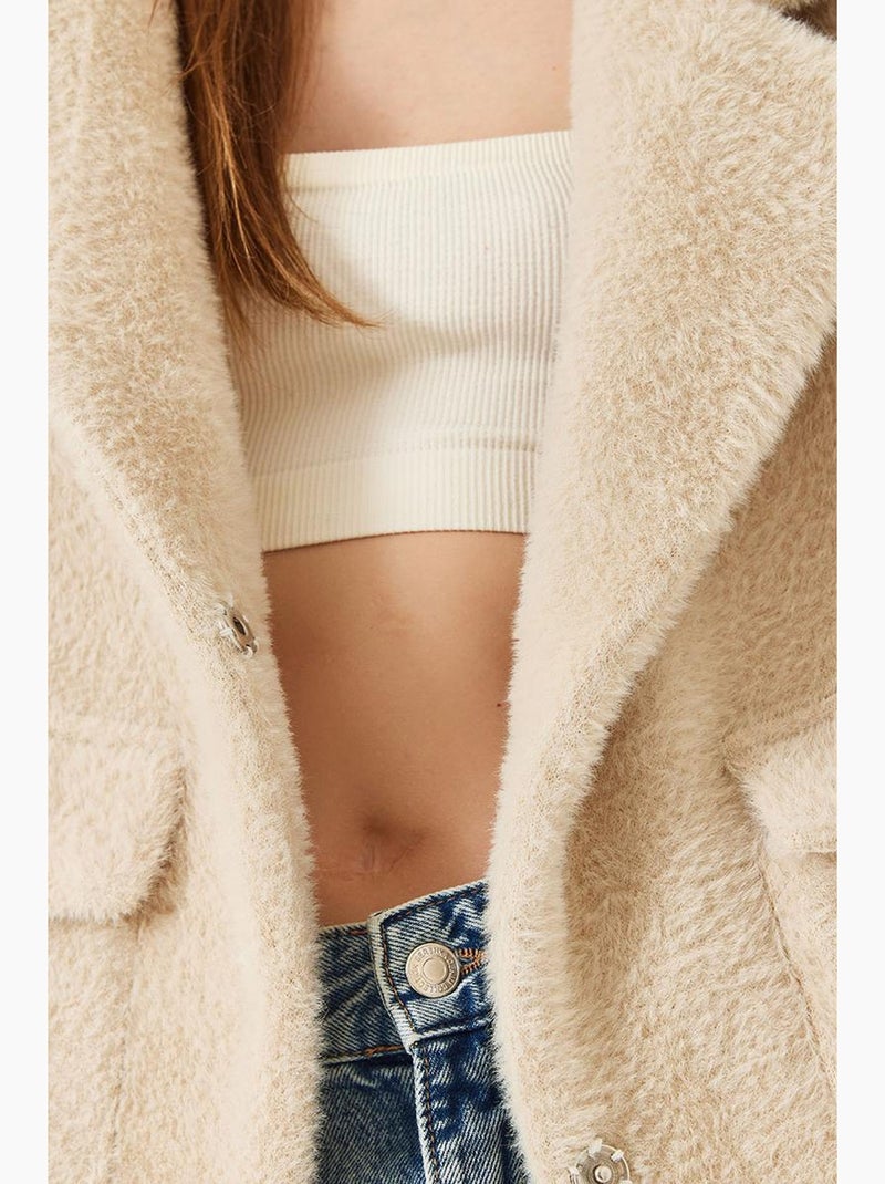 Cappotto oversize in pelliccia sintetica lucci Crema - Kiabi