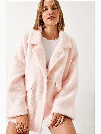 Cappotto oversize in pelliccia sintetica lucci