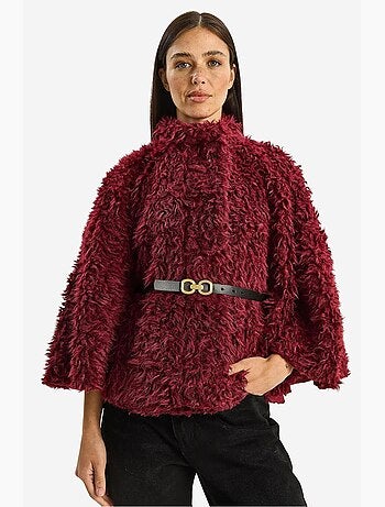 Cappotto oversize in peluche con colletto da giacca lucci